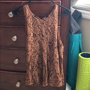Golden Brown Lace Tank